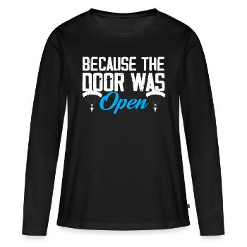 Parce que la porte était ouverte Parachutisme en chute libre - T-shirt manches longues Premium bio Femme - noir - Devant - Julia (174cm)
