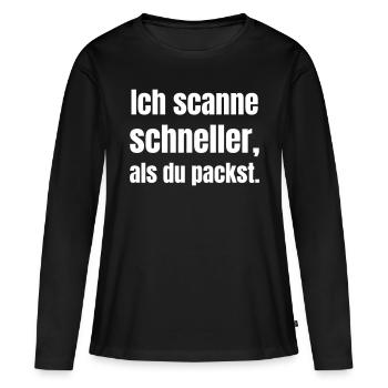 Je scanne plus vite que vous n’emballez. - T-shirt manches longues Premium bio Femme - noir - Devant - Julia (174cm)