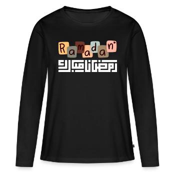 Ramadan Moubarak - T-shirt manches longues Premium bio Femme - noir - Devant - Julia (174cm)
