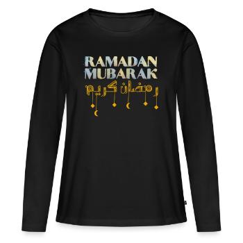 Ramadan Moubarak - T-shirt manches longues Premium bio Femme - noir - Devant - Julia (174cm)