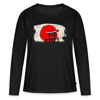 Architecture japonaise - T-shirt manches longues Premium bio Femme - noir - Devant - Julia (174cm)