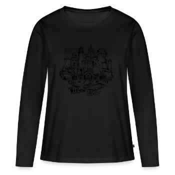 Rügen Drawing - Women's Premium Organic Long Sleeve Shirt - black - Front - Julia (174cm)