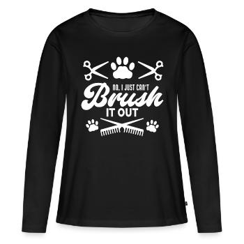 Drôle non je ne peux tout simplement pas brosser le toiletteur pour chien - T-shirt manches longues Premium bio Femme - noir - Devant - Julia (174cm)