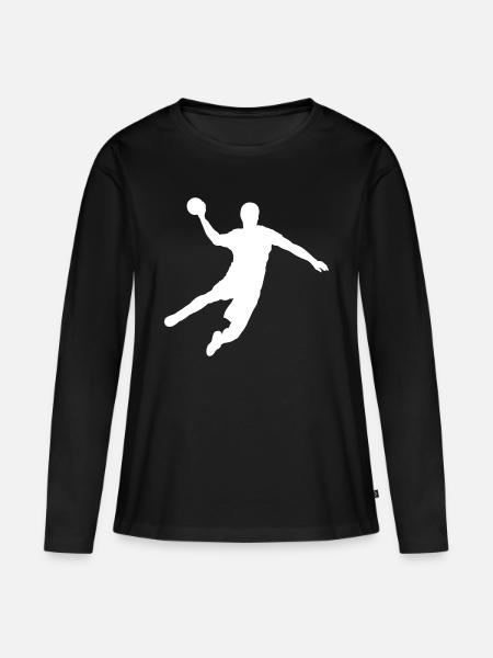 Handballspieler beim Torwurf - Frauen Premium Bio Langarmshirt - Schwarz