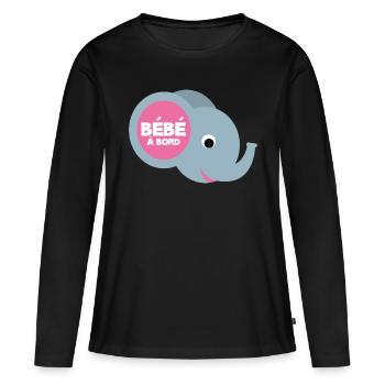 Bébé à bord éléphant - T-shirt manches longues Premium bio Femme - noir - Devant - Julia (174cm)