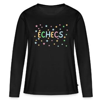 échecs pastel étoiles - T-shirt manches longues Premium bio Femme - noir - Devant - Julia (174cm)