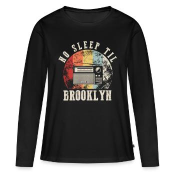 Rétro pas de sommeil jusqu’à Brooklyn Retro Radio Stéréo - T-shirt manches longues Premium bio Femme - noir - Devant - Julia (174cm)