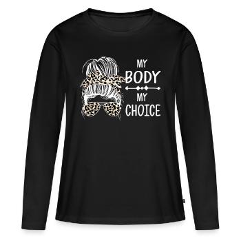 Mon corps Ma décision - T-shirt manches longues Premium bio Femme - noir - Devant - Julia (174cm)