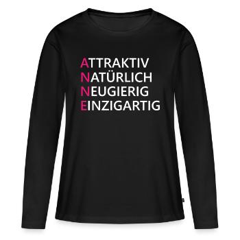 Anne Name Geschenk - Frauen Premium Bio Langarmshirt - Schwarz - Vorne - Julia (174cm)