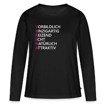 Verena Name Geschenk - Frauen Premium Bio Langarmshirt - Schwarz - Vorne - Julia (174cm)