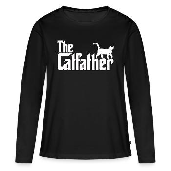 Propriétaire de chat Ami Chats Papa Parodie Chats - T-shirt manches longues Premium bio Femme - noir - Devant - Julia (174cm)