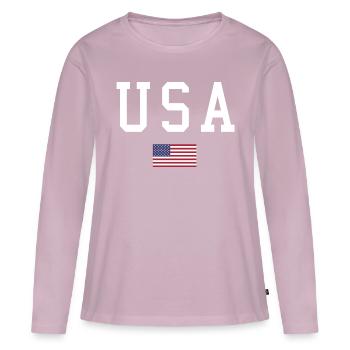 usa flag - Women's Premium Organic Long Sleeve Shirt - dusky pink - Front - Julia (174cm)
