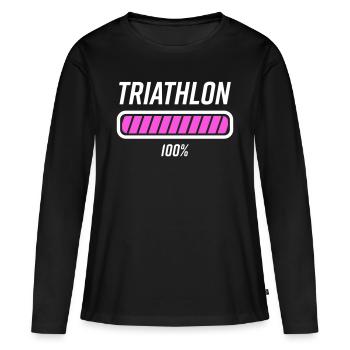 Triathlet Triathlon Loading Sportler Geschenkidee - Frauen Premium Bio Langarmshirt - Schwarz - Vorne - Julia (174cm)