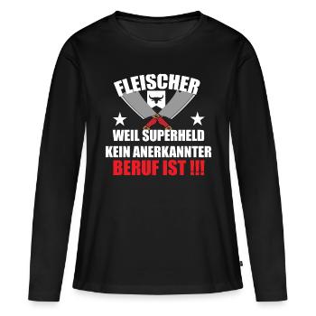 Fleischer Metzger Zerleger Schlachter - Frauen Premium Bio Langarmshirt - Schwarz - Vorne - Julia (174cm)
