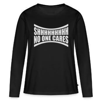 chut personne ne s’en soucie - T-shirt manches longues Premium bio Femme - noir - Devant - Julia (174cm)