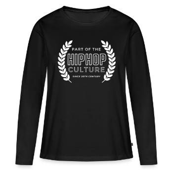 PART OF THE HIP HOP CULTURE SINCE 20TH CENTUTRY - Frauen Premium Bio Langarmshirt - Schwarz - Vorne - Julia (174cm)