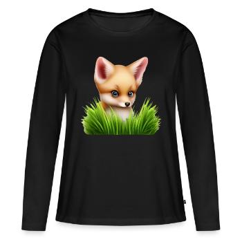 Fox in the tall grass - Women's Premium Organic Long Sleeve Shirt - black - Front - Julia (174cm)