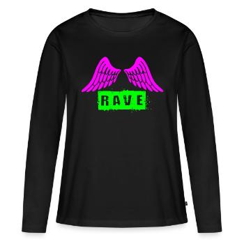 Rave - Frauen Premium Bio Langarmshirt - Schwarz - Vorne - Julia (174cm)