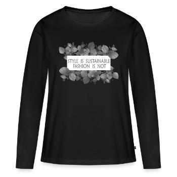 Le style est une mode durable pas - T-shirt manches longues Premium bio Femme - noir - Devant - Julia (174cm)