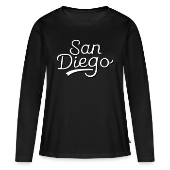 San Diego - T-shirt manches longues Premium bio Femme - noir - Devant - Julia (174cm)
