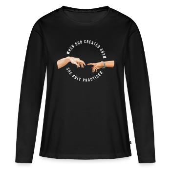 Adams Création Édition féministe - T-shirt manches longues Premium bio Femme - noir - Devant - Julia (174cm)