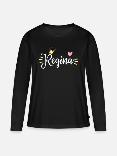 Regina Name Krone - Frauen Premium Bio Langarmshirt - Schwarz