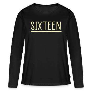16e anniversaire Seize seize seize - T-shirt manches longues Premium bio Femme - noir - Devant - Julia (174cm)