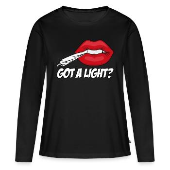 Vous avez une lumière ? - T-shirt manches longues Premium bio Femme - noir - Devant - Julia (174cm)