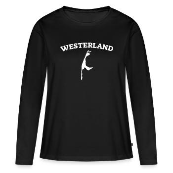 Westerland - Sylt - Mer du Nord - Ancre - Mouette - Île - T-shirt manches longues Premium bio Femme - noir - Devant - Julia (174cm)