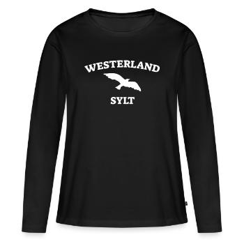 Westerland - Sylt - Mer du Nord - Ancre - Mouette - Île - T-shirt manches longues Premium bio Femme - noir - Devant - Julia (174cm)