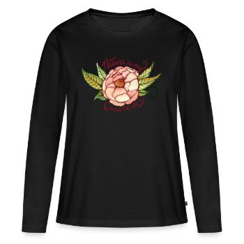 Die Natur ist meine Kirche - Frauen Premium Bio Langarmshirt - Schwarz - Vorne - Julia (174cm)
