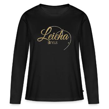 Leichas style - T-shirt manches longues Premium bio Femme - noir - Devant - Julia (174cm)