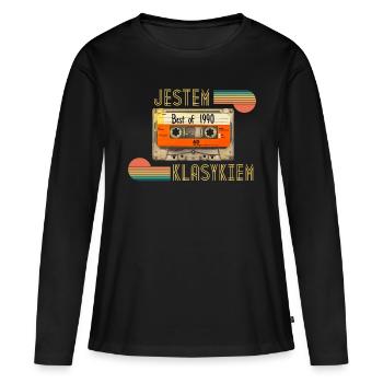 Ich bin ein klassischer 1990er - Frauen Premium Bio Langarmshirt - Schwarz - Vorne - Julia (174cm)
