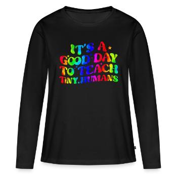Enseignant, école primaire, enseignement primaire, diplôme d’enseignant - T-shirt manches longues Premium bio Femme - noir - Devant - Julia (174cm)