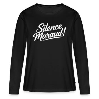 Silence maraud ! - T-shirt manches longues Premium bio Femme - noir - Devant - Julia (174cm)