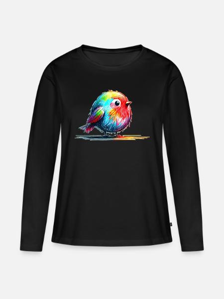 Vögelchen - Frauen Premium Bio Langarmshirt - Schwarz