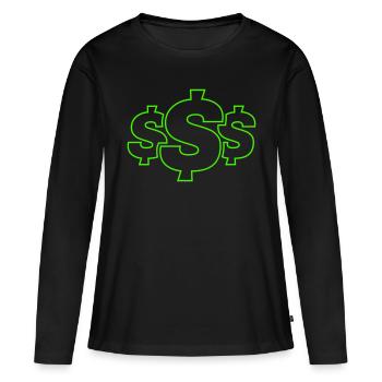 Symbole du dollar - T-shirt manches longues Premium bio Femme - noir - Devant - Julia (174cm)
