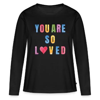 Aquarelle Vous êtes tellement aimé Coloré Positif - T-shirt manches longues Premium bio Femme - noir - Devant - Julia (174cm)