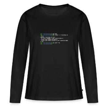 linux shell git building on fire - T-shirt manches longues Premium bio Femme - noir - Devant - Julia (174cm)