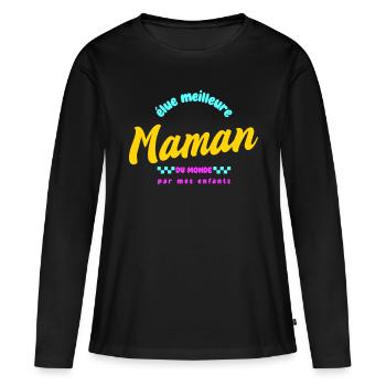 élue meilleure maman du monde par mes enfants - T-shirt manches longues Premium bio Femme - noir - Devant - Julia (174cm)
