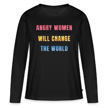 Empowerment für Frauen: Bunte Feministische - Frauen Premium Bio Langarmshirt - Schwarz - Vorne - Julia (174cm)