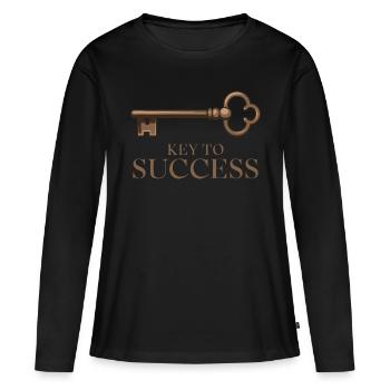 LA CLÉ DU SUCCÈS - T-shirt manches longues Premium bio Femme - noir - Devant - Julia (174cm)