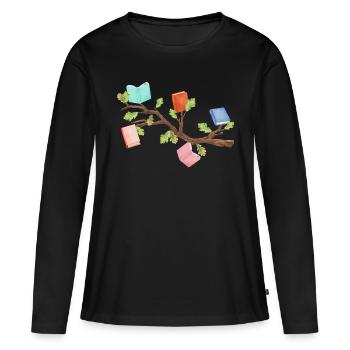 Bucheiche - Frauen Premium Bio Langarmshirt - Schwarz - Vorne - Julia (174cm)