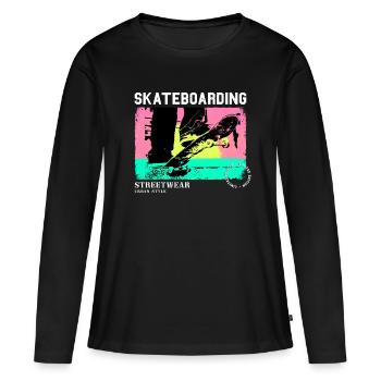 Skateboarding Skate Skater Skateboard Sk8 Vintage - Women's Premium Organic Long Sleeve Shirt - black - Front - Julia (174cm)