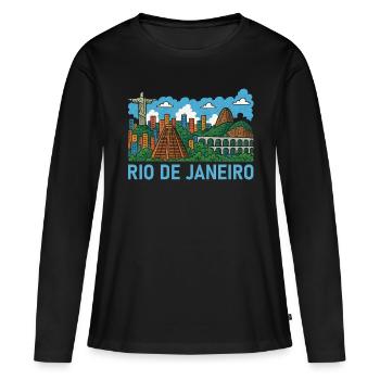 Rio de Janeiro, Brésil - T-shirt manches longues Premium bio Femme - noir - Devant - Julia (174cm)