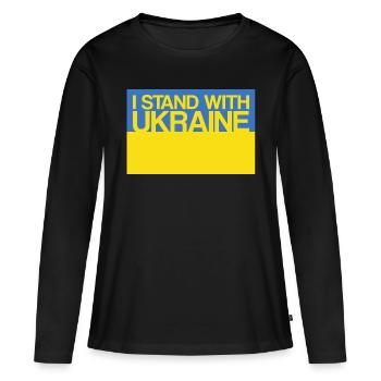 Ich stehe an der Seite der Ukraine mit der Unterstützung der Ukraine Ukrain - Frauen Premium Bio Langarmshirt - Schwarz - Vorne - Julia (174cm)