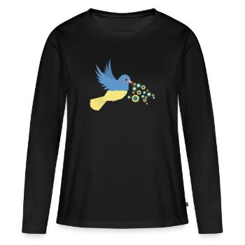 Paix pour l’Ukraine - T-shirt manches longues Premium bio Femme - noir - Devant - Julia (174cm)