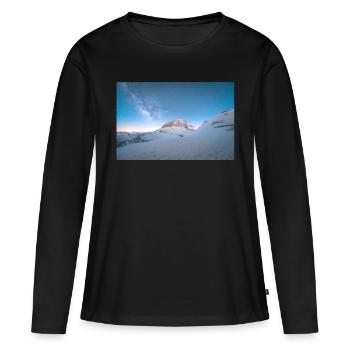 La galaxie de la Voie lactée au-dessus du mont Olympe en Grèce - T-shirt manches longues Premium bio Femme - noir - Devant - Julia (174cm)