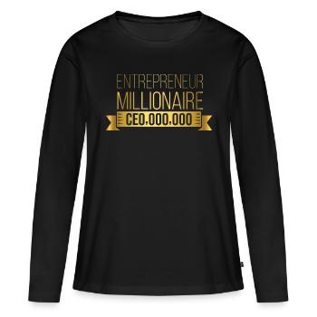 entrepreneur millionnaire PDG000000 Design - T-shirt manches longues Premium bio Femme - noir - Devant - Julia (174cm)