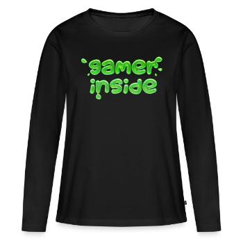GAMER INSIDE - T-shirt manches longues Premium bio Femme - noir - Devant - Julia (174cm)